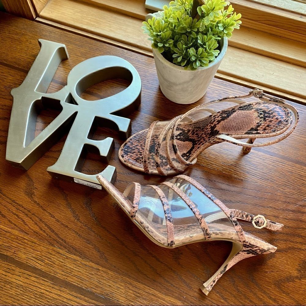 NEW LOUISE ET CIE SNAKE SKIN NABILA STRAPPY SLING BACKS  8M